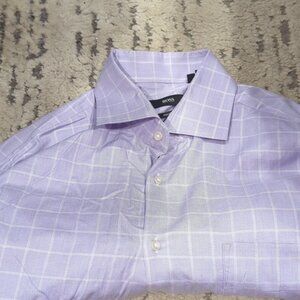 Hugo Boss regular fit Purple Large Check Long sleeve dress shirt